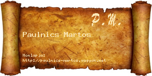 Paulnics Martos névjegykártya